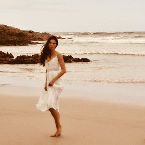 Zara Openwork Embroidered Midi Dress Eucru Sz L, S